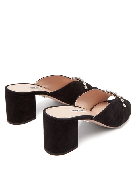 miu miu embellished suede mules|Women's Miu Miu Mules & Slides .